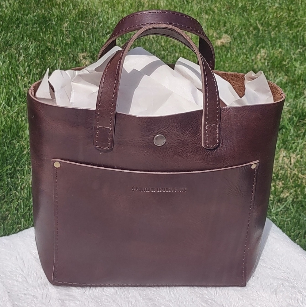 Portland Leather Mystery Brown Mini Snap CB Tote